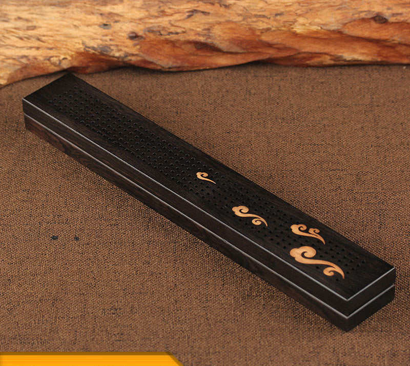 Wooden thread incense box, black sandalwood inlaid with boxwood, sleeping incense burner, incense burner, household indoor agarw - Korvel