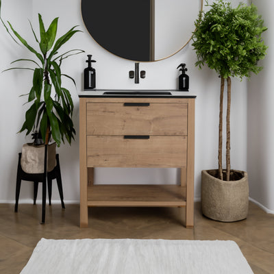 30 Inch Free-Standing Bathroom Vanity with 2 Drawers