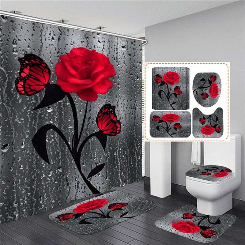Hot HD Digital Printing Polyester Waterproof Polyester Flower Bathroom Hotel Shower Curtain - Korvel