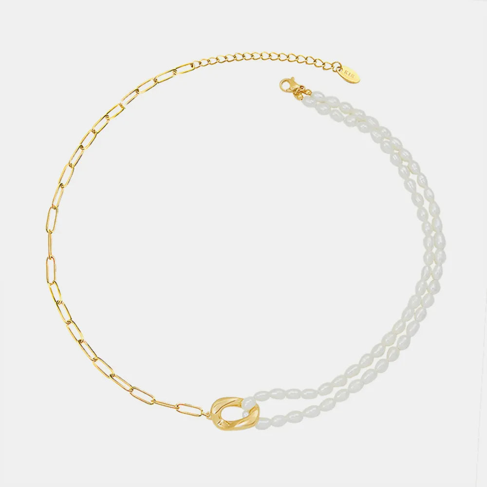 Collier en perles d'eau douce patchwork élégant en or 18K