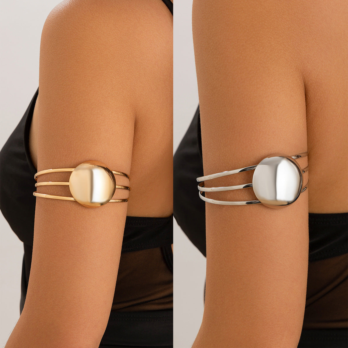Personalized minimalist three-layer bread arm bracelet, niche minimalist open-ended arm bracelet, arm ring for women - Korvel