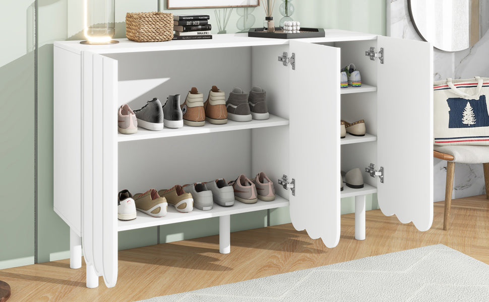 ON-TRANS Cream Style Shoe Cabinet with Adjustable Legs
