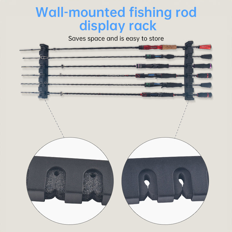 1pc 6-hole fishing rod wall mount, vertical/horizontal display frame - Korvel