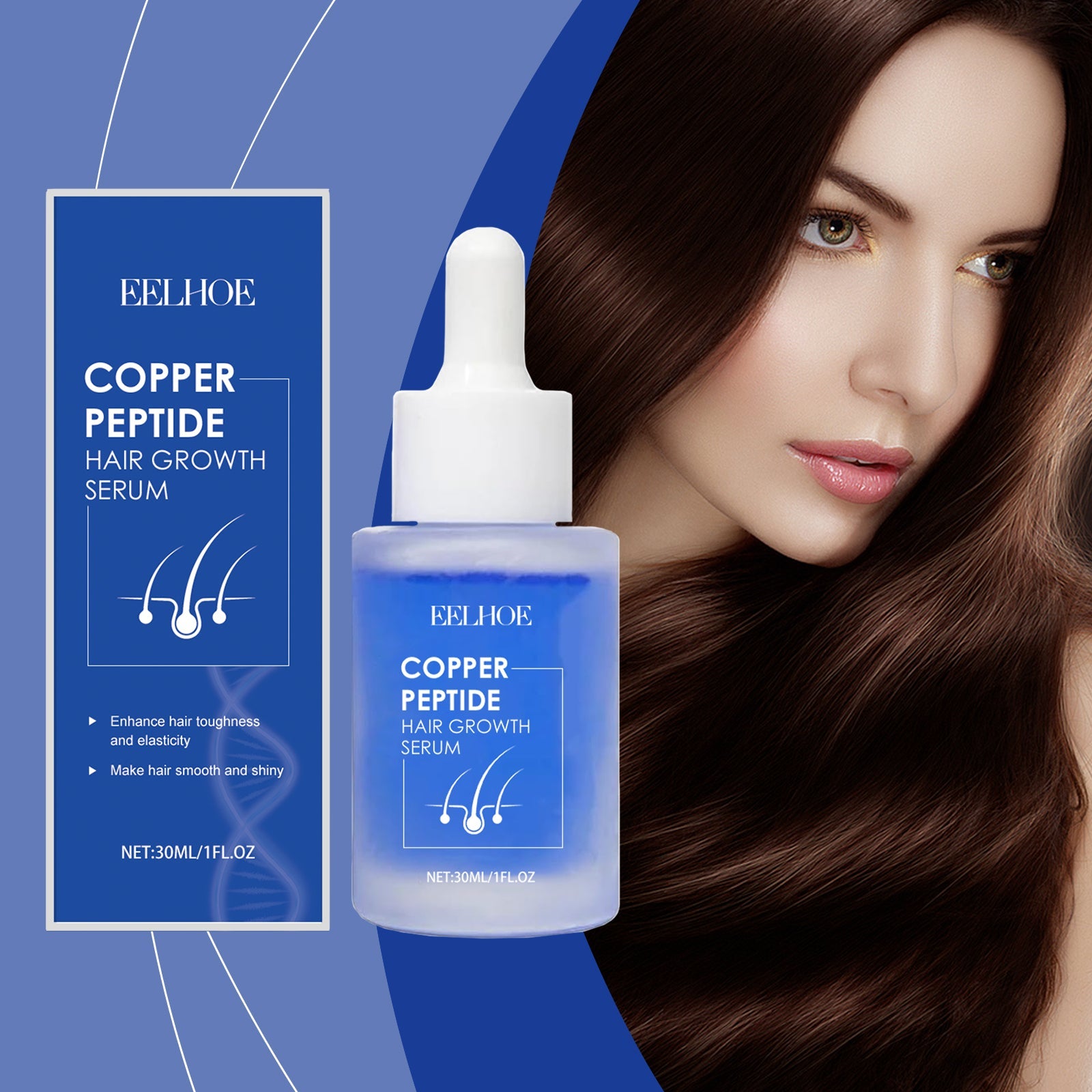 Blue Copper Peptide Hair Care Essence, Nourishes Frizzy Hair, Soft And Moisturizing Hair Care Essential Oil - Korvel