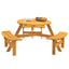 6-Person Circular Outdoor Wooden Picnic Table for Patio, Backyard, Garden, DIY w/ 3 Built-in Benches, 1720lb Capacity - Natural - Korvel