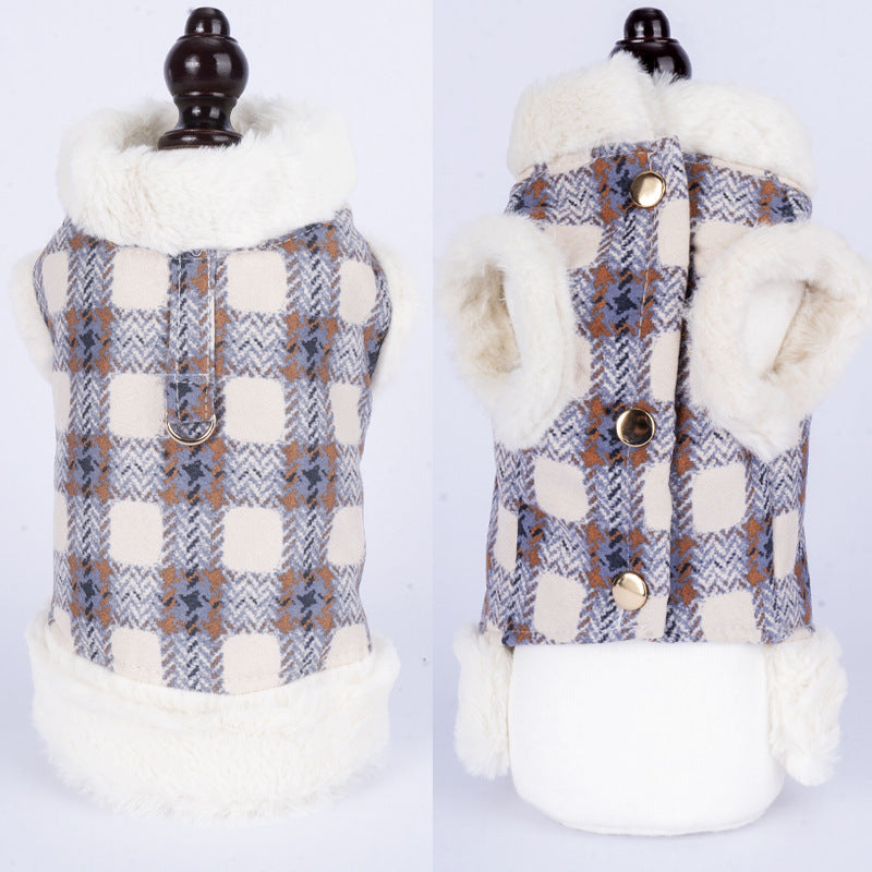 Dog clothing with warmth and plush that can be pulled vest teddy bear small dog cat pet clothing - Korvel