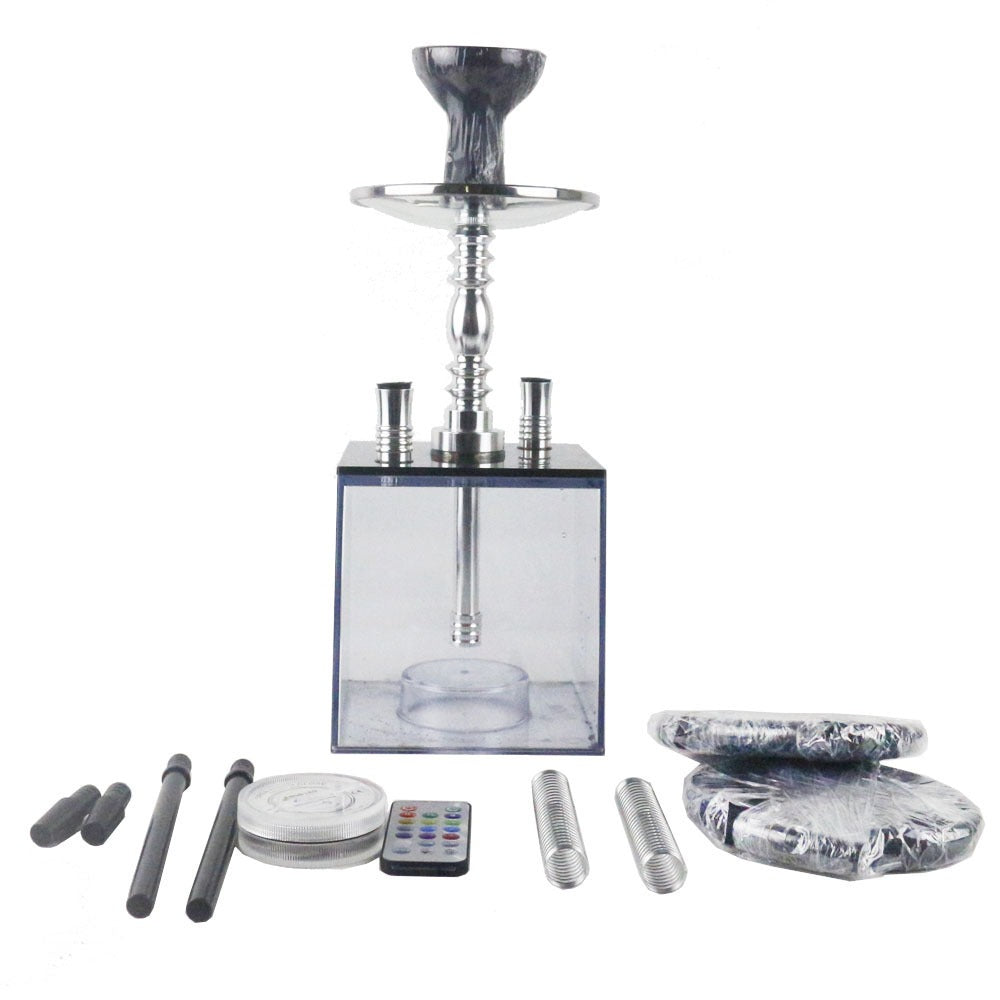 Juego de Hookah de Acrílico Premium con Luz LED y Doble Manguera
