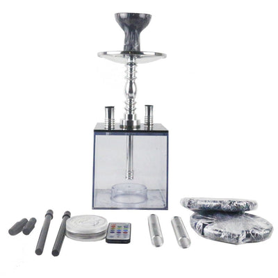 Premium Acrylic Hookah Set with LED Light and Double Tubes