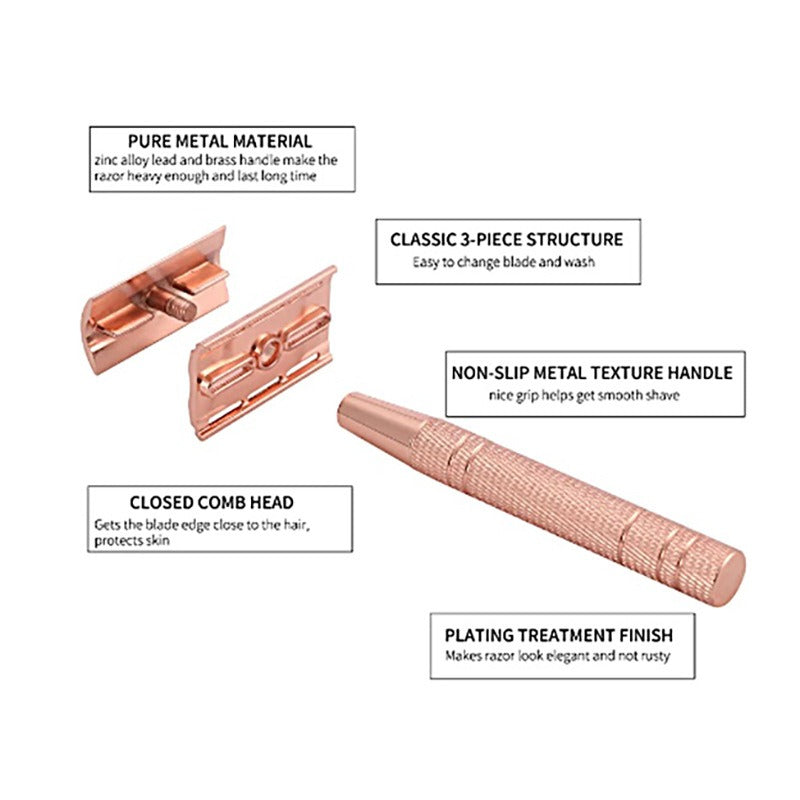 Old style shaver for both men and women, lightweight double-sided shaving blade, kraft paper packaging, alloy beard blade - Korvel