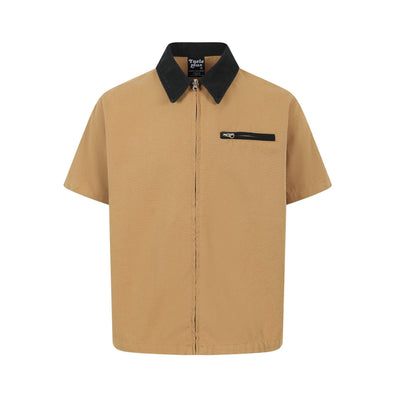 Men's Casual Short Sleeved Shirt with Contrasting Collar