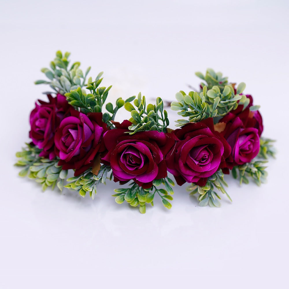 Handmade Velvet Flower Wreath - Adjustable Hair Accessory