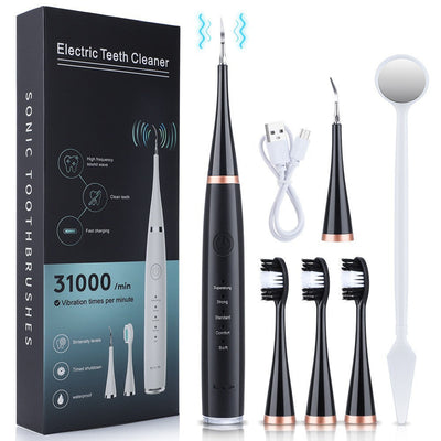 5-Speed High Frequency Vibrating Tooth Cleaner USB Electric Toothbrush Cleaning Device To Remove Stained Calculus Set Tooth Cleaning Instrument - Korvel