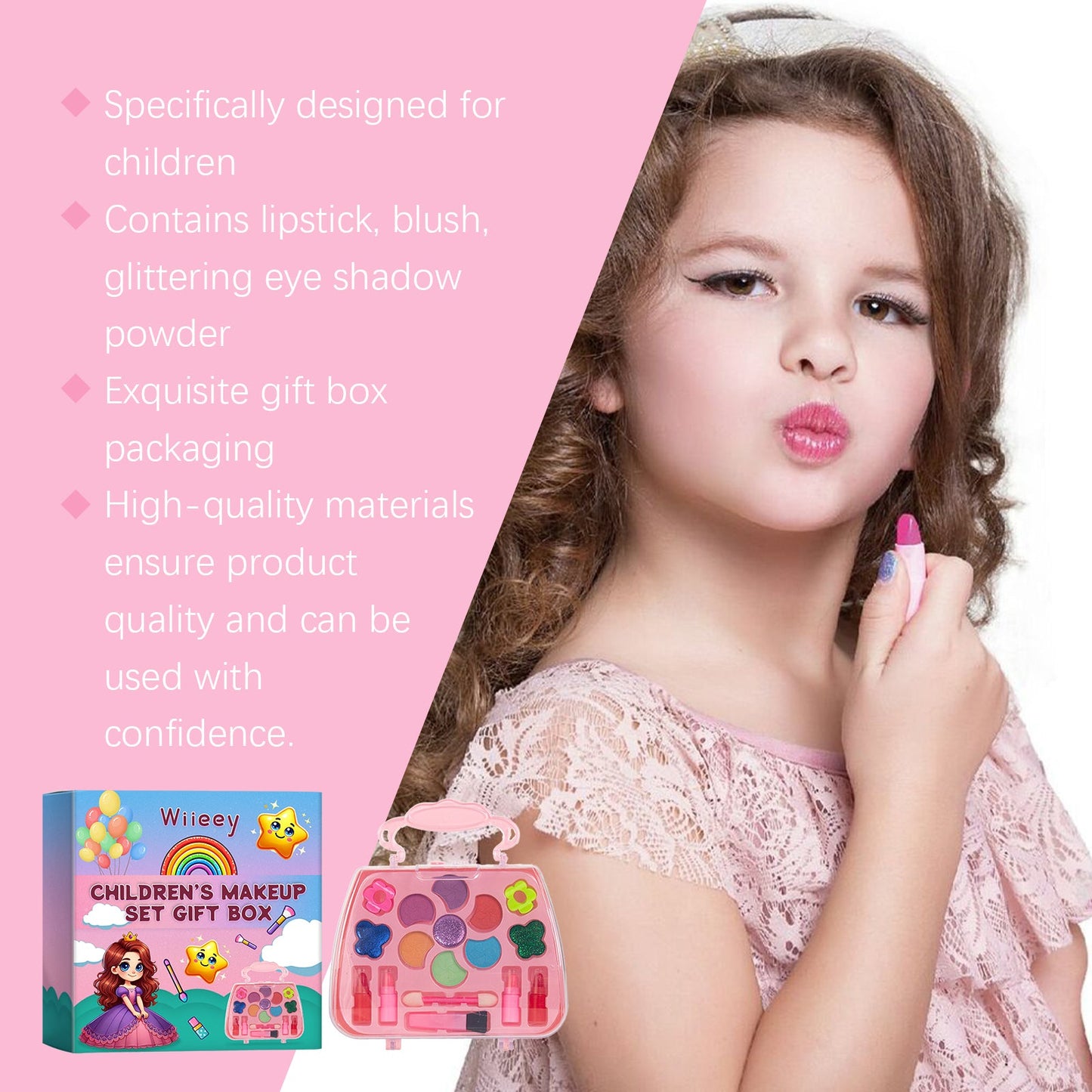 Kids Makeup Set Gift Box Kids Play Fun Girl Makeup Lipstick Eyeshadow Makeup - Korvel