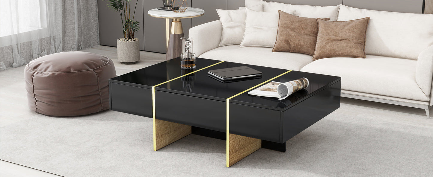 Mesa de café rectangular multifuncional ON-TRANS con cajones