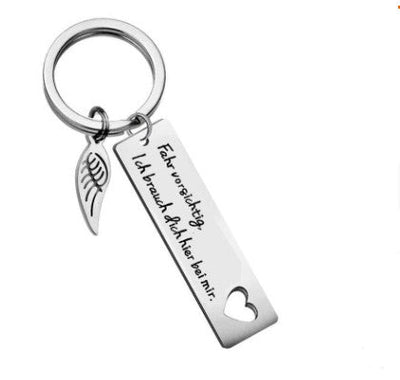 Premium Stainless Steel Keychain - Fahr Vorsichtig Design