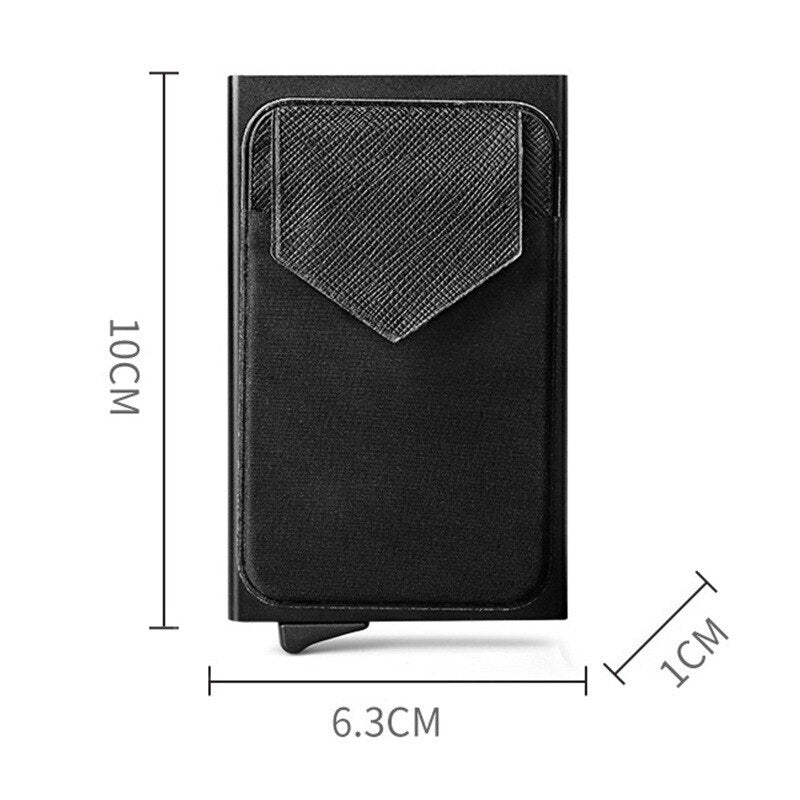 Business Men Credit Card Wallet Aluminum Cash ID Card Holder  Case Blocking Slim Metal Wallet Coin Purse Black - Korvel