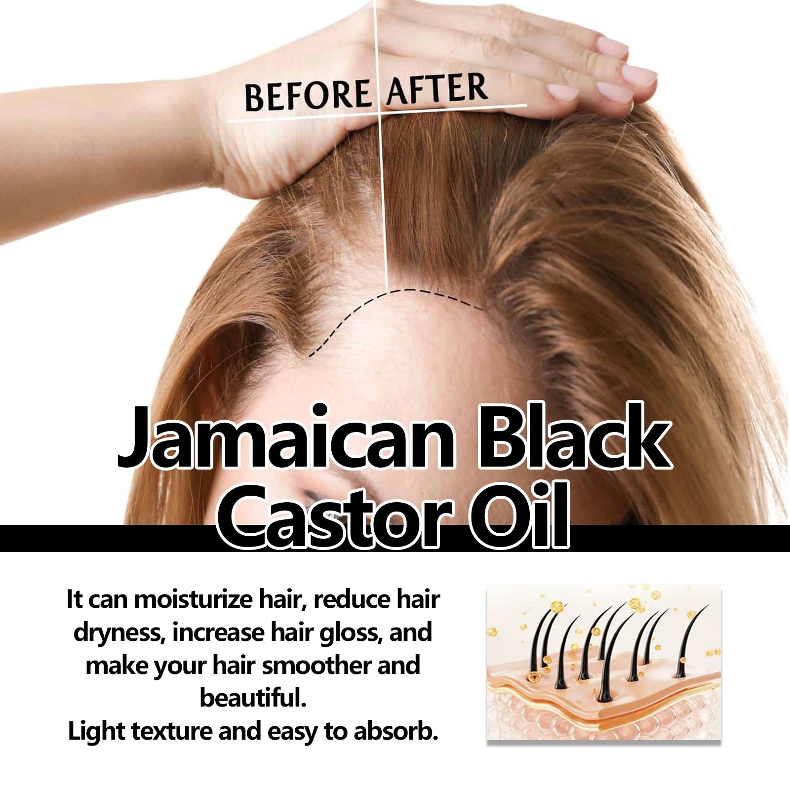 Jamaican Black Castor Oil, Moisturize Scalp And Prevent Dry Hair Thick And Solid Hair Beautiful And Shiny Easy To Absorb Essential Oils - Korvel