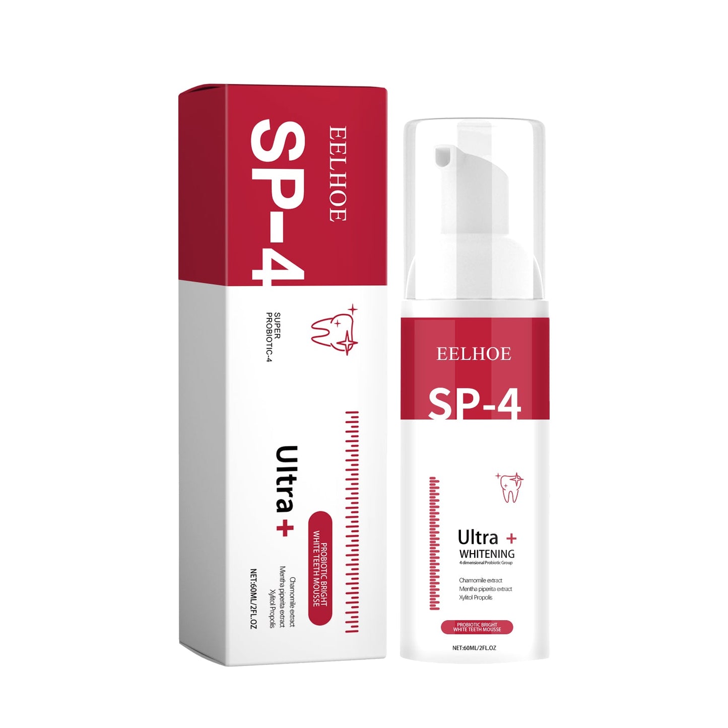 Probiotic Bright White Teeth Mousse, Deep Cleaning Stains And Tartar White Teeth Fresh Breath Gum Care - Korvel