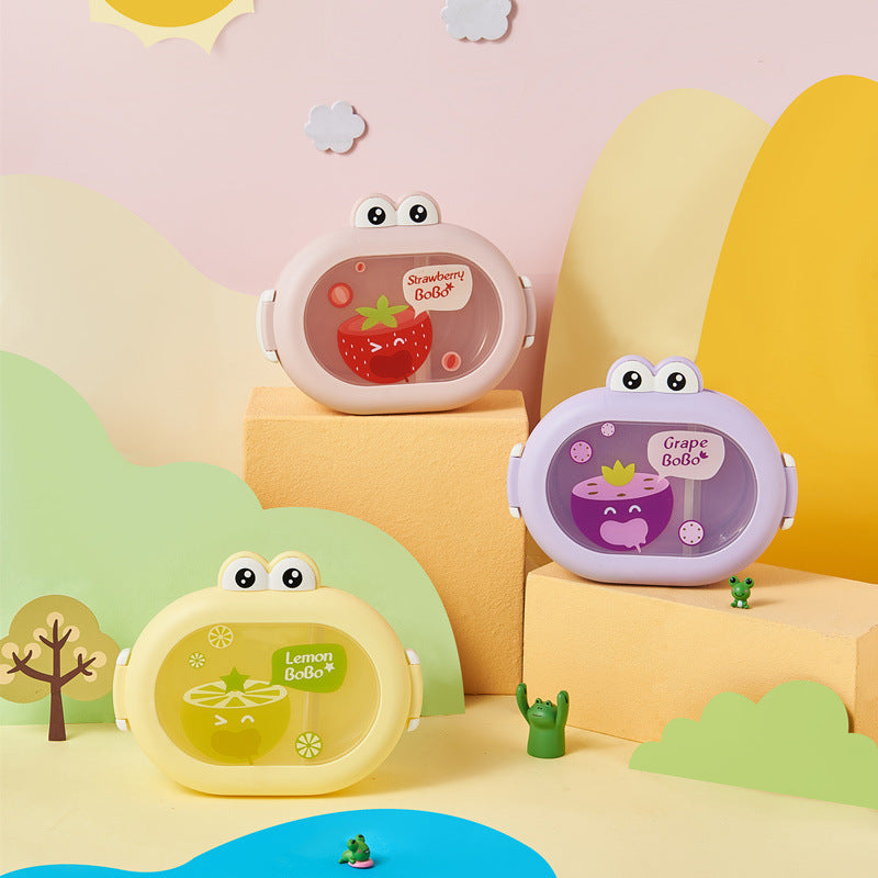 Cute little frog portable microwaveable lunch box with compartments fruit box lunch box - Korvel