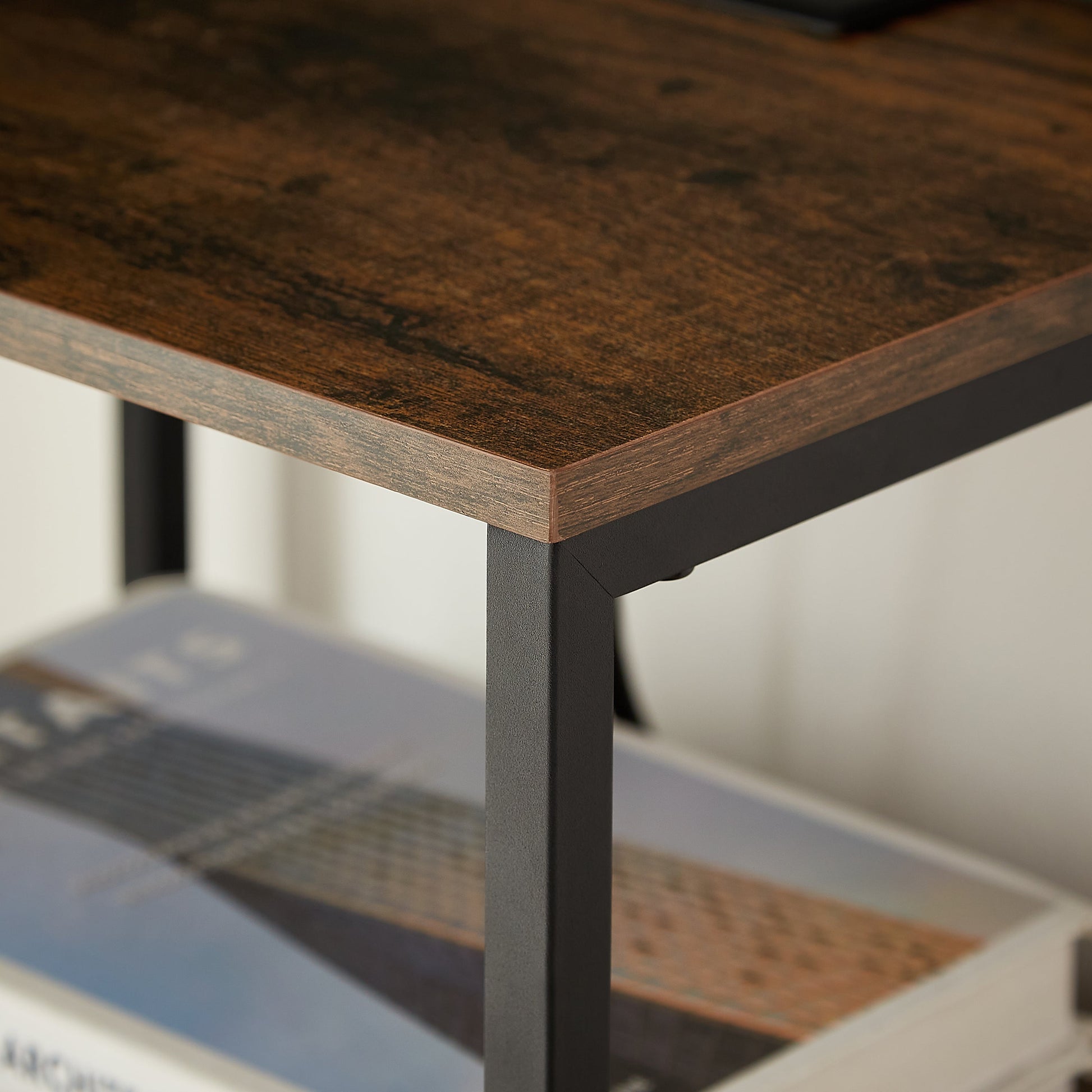 Tea table with charging station, bedside table with USB port, socket and cloth bag, 2 drawers - Korvel