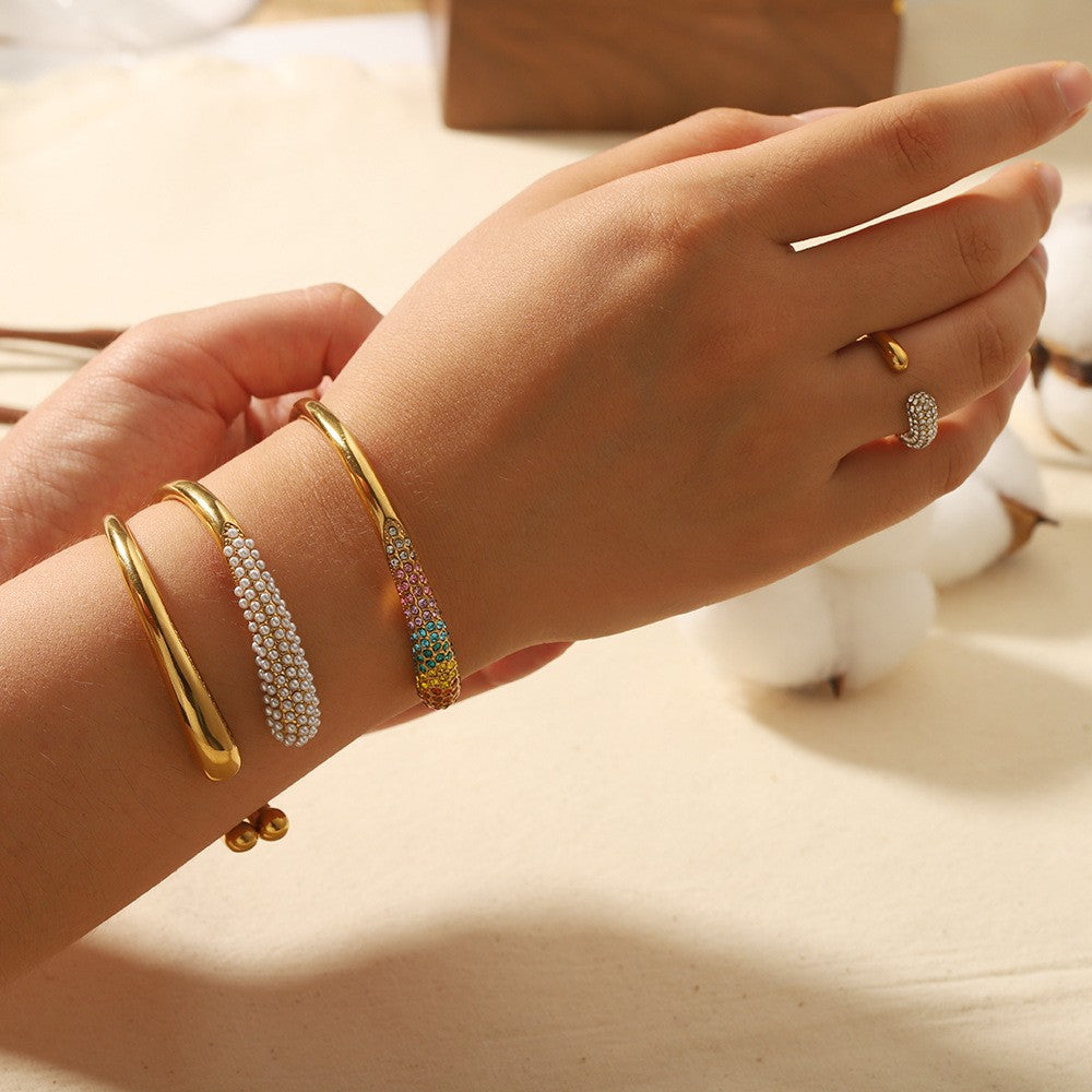Colorful zirconium full diamond high-end fashion stainless steel casting bracelet bracelet bracelet accessories - Korvel