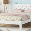 Elegant Twin Bed with Button-Decorated Headboard in White