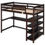 Twin Size Loft Bed with Storage Shelves and Under-bed Desk  Espresso - Korvel