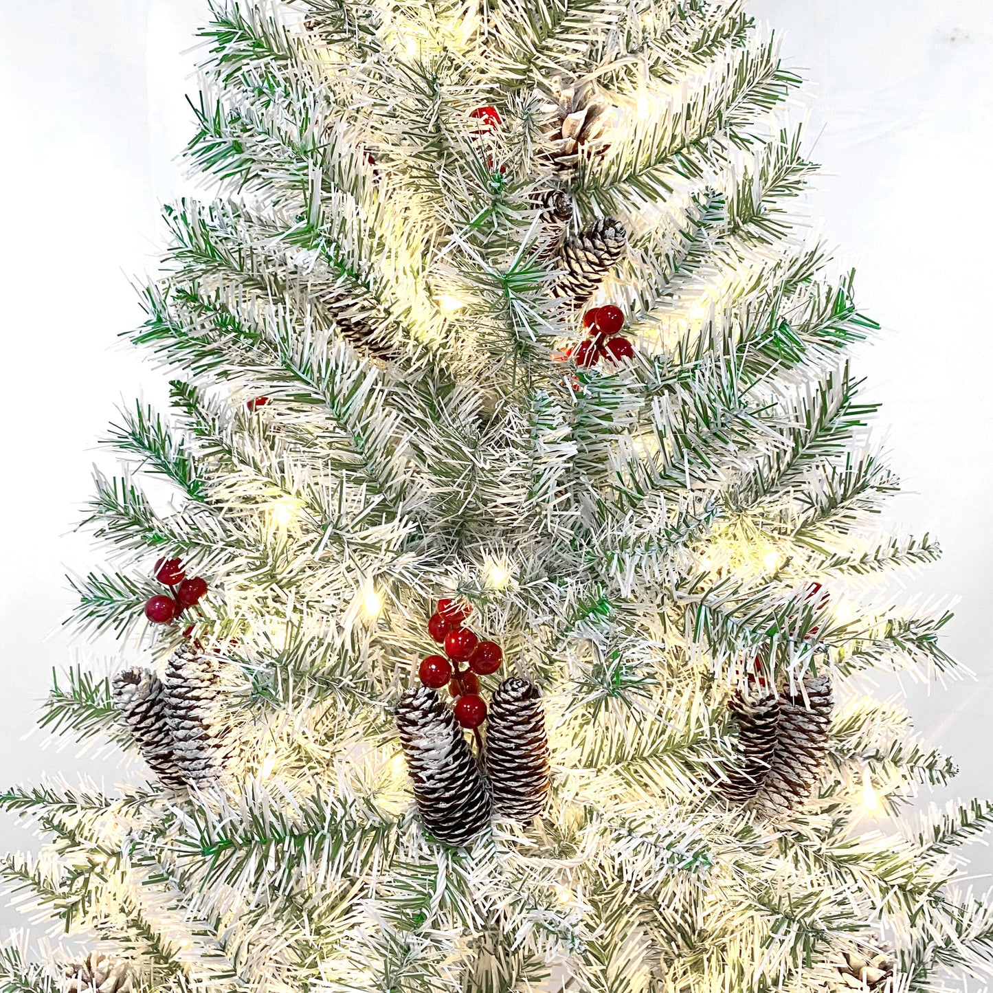 Pre-lit Xmas Tree Artificial Christmas 4-Piece Set,Garland, Wreath and Set of 2 Entrance Trees X-mas - Korvel