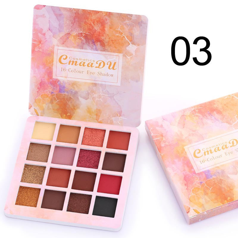 CmaaDu 16 Shades Shiny Eyeshadow - Matte & Metallic