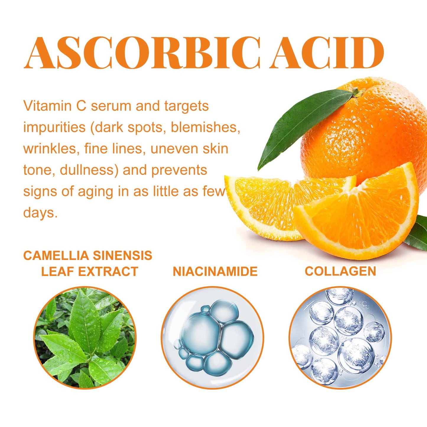 Vitamim C Face Body Serum, Repair Nourish Skin Filling Water Carry Bright Tight Anti-Wrinkle Fine Lines - Korvel