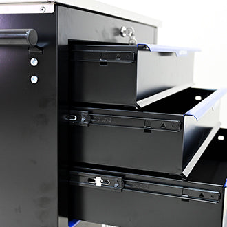 5 DRAWERS MULTIFUNCTIONAL TOOL CART WITH WHEELS-BLACK+BLUE - Korvel