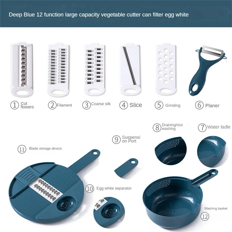 Vegetable Cutter Multifunctional Potato Shredder Household Scraping Radish Grater Slicer with Container Kitchen Gadgets - Korvel