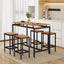 TREXM 5-piece compact bar table with table and stool - modern industrial design brown - Korvel