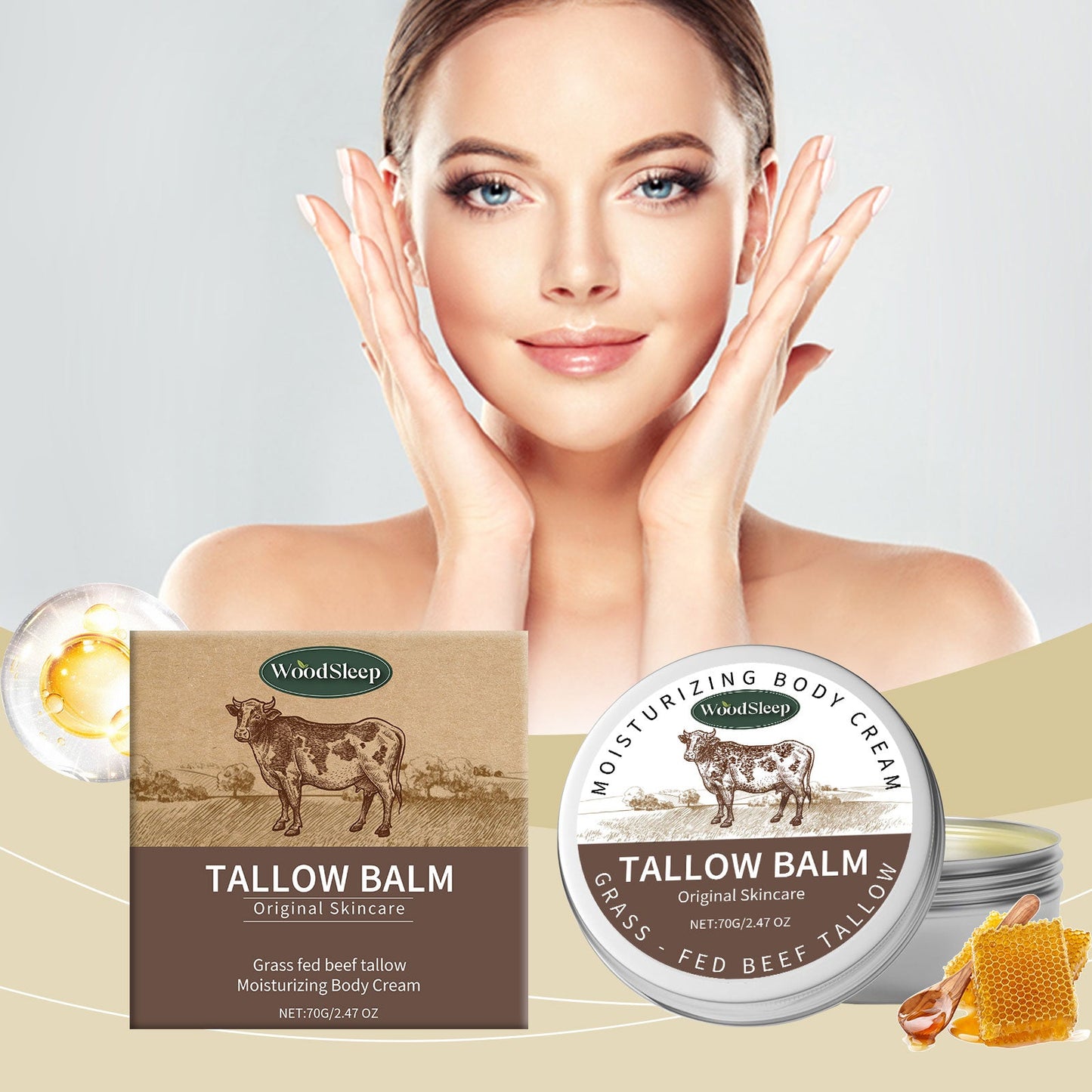 Tallow Moisturizing And Soothing Face Cream Butter Honey Moisturizing Cream Hydrating Cream Skin Lotion - Korvel