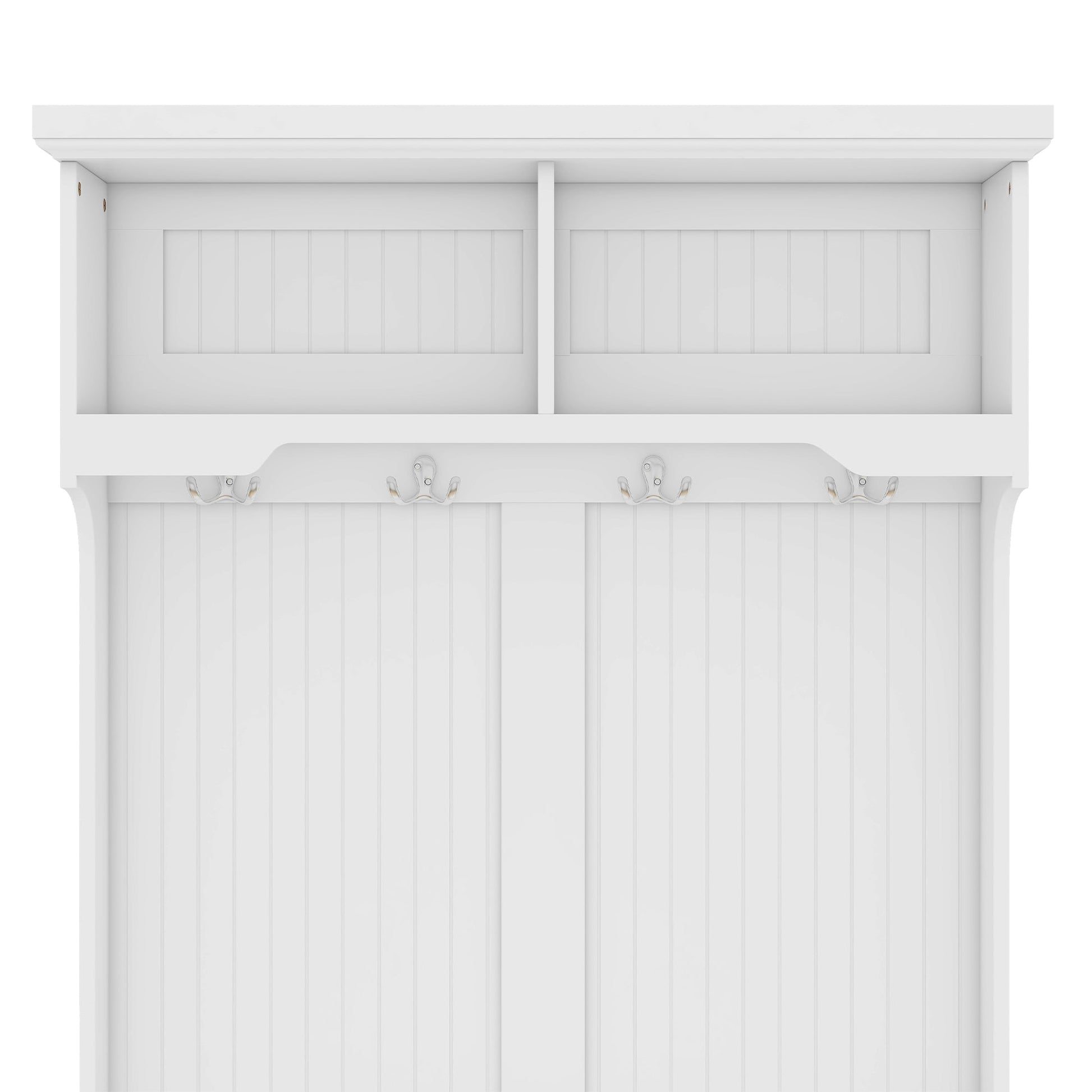 Hall Tree with Storage Shoe Bench for Entryway and Hallway, 4-in-1 Design Coat Racks with 4 Hooks for Living Room, White - Korvel
