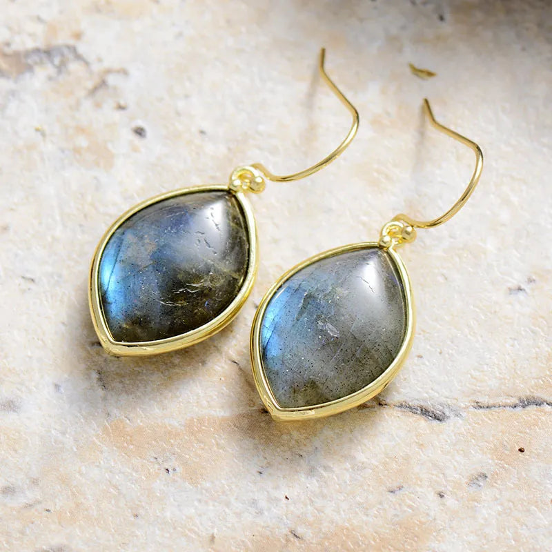 Copper Stone Teardrop Earrings - Korvel