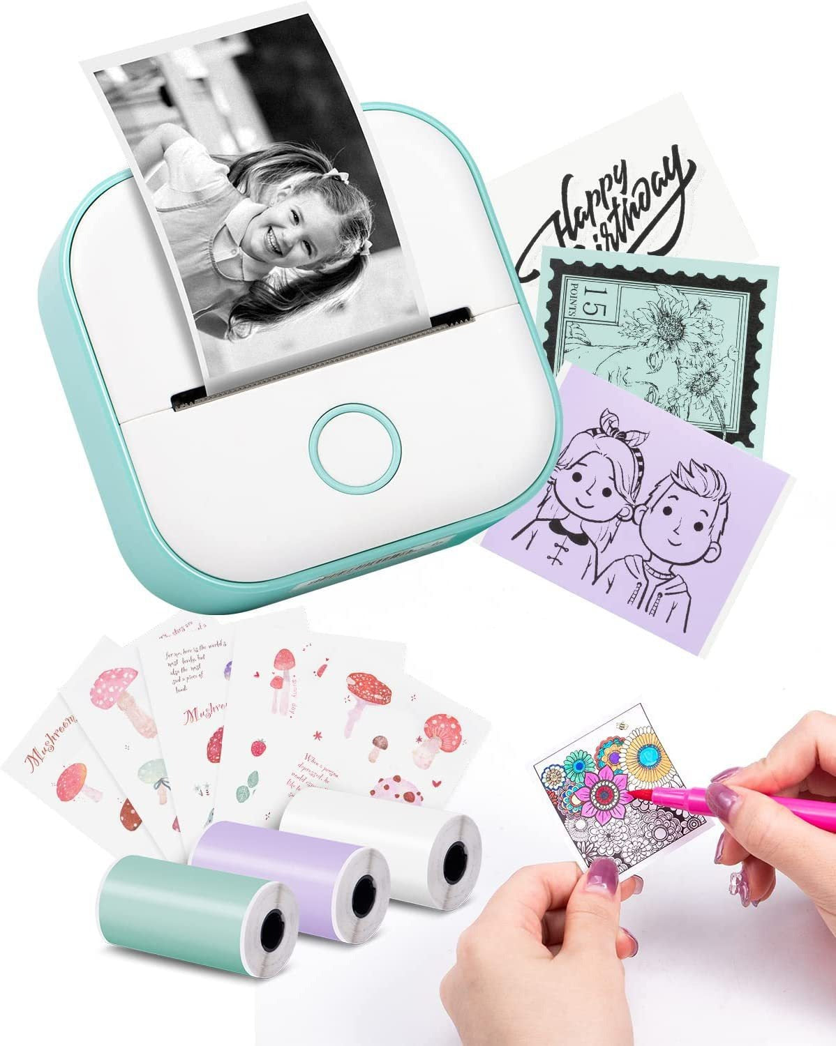 Phomemo Portable Mini Thermal Printer T02 Mini Pocket Label Printer DIY Self-adhesive Sticker Label Machine Various Label Paper - Korvel