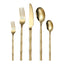 Thickened bamboo 304 stainless steel tableware knife, fork, and spoon set with titanium plated Western steak knife, fork, and spoon - Korvel