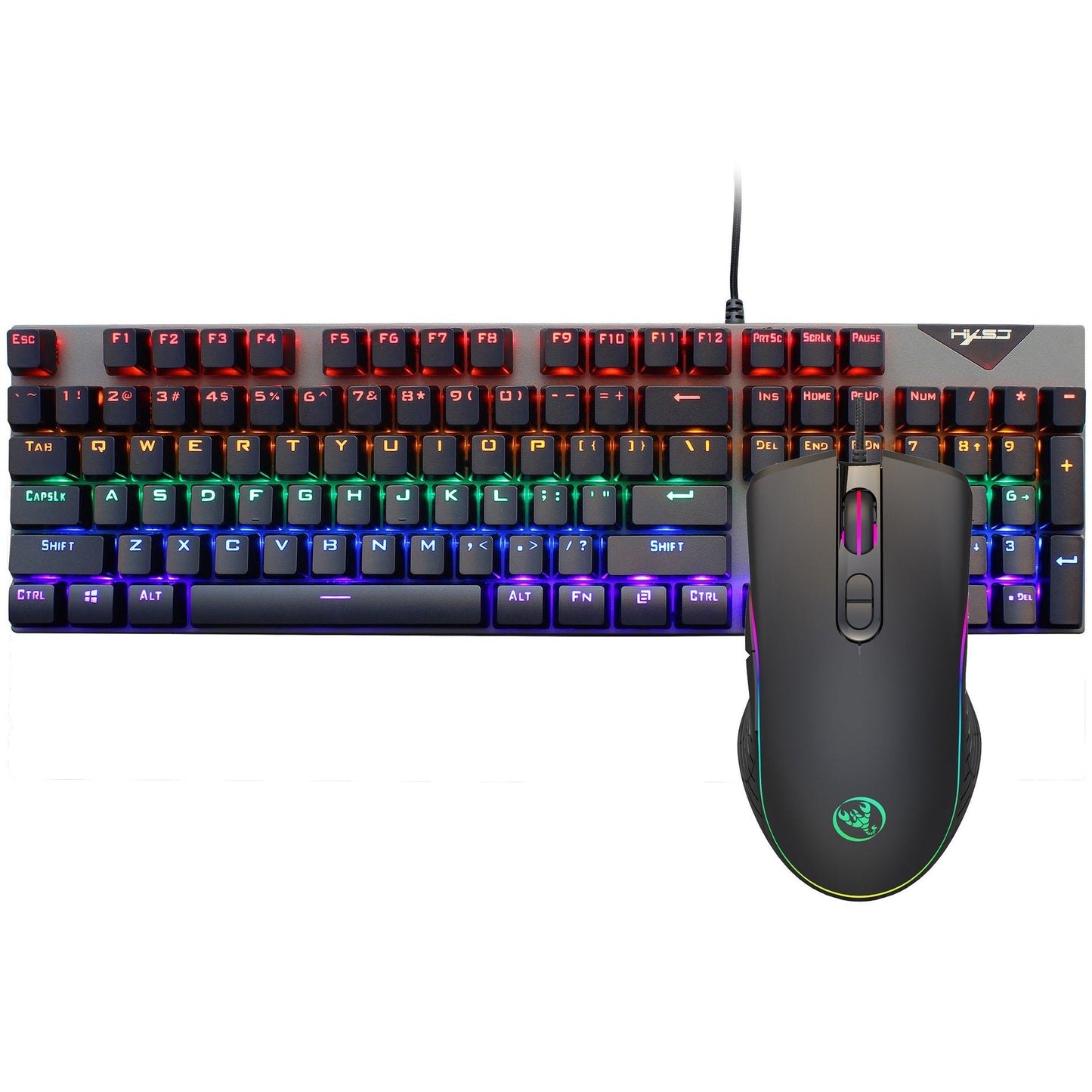 Suspended keycaps with real mechanical feel illuminated RGB keyboard and mouse game 104 keyboard and mouse wired set - Korvel