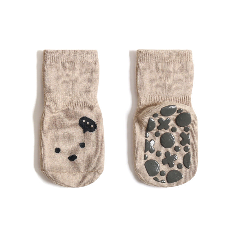 Combed Cotton Baby Floor Socks - Non-Slip Mid-Tube