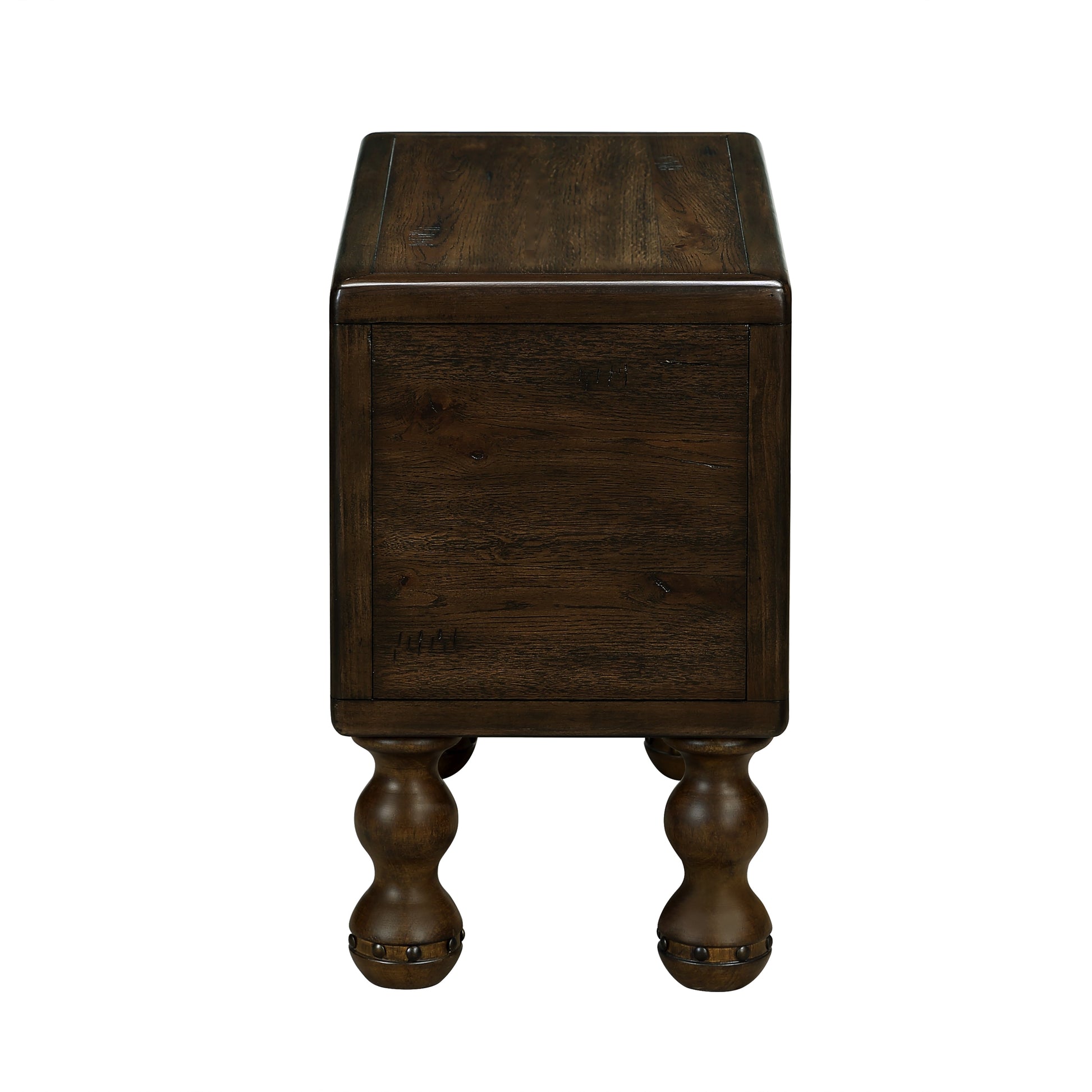 Solid wood end table, rectangular 23.6 inch narrow edge table with drawers, vintage bedside table, Espresso - Korvel