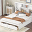 Elegant Queen Size Platform Bed with Storage Headboard, White
