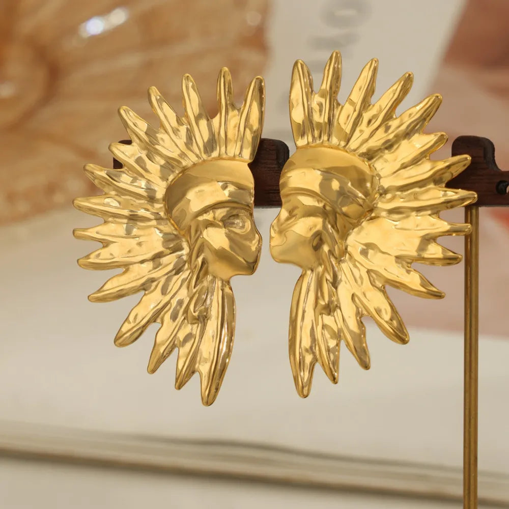 Pendientes Geométricos de Acero de Titanio Baño de Oro