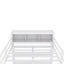 Metal loft bed with wardrobe and L-shaped desk, full-size loft bed with storage cabinet and shelf, white - Korvel