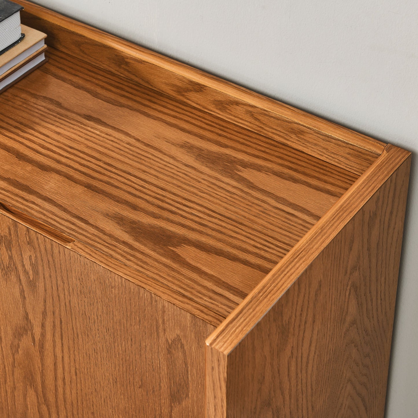 Walnut colored side panels, buffet cabinet with storage, 33.9 inches x 15 inches x 31.5 inches - Korvel