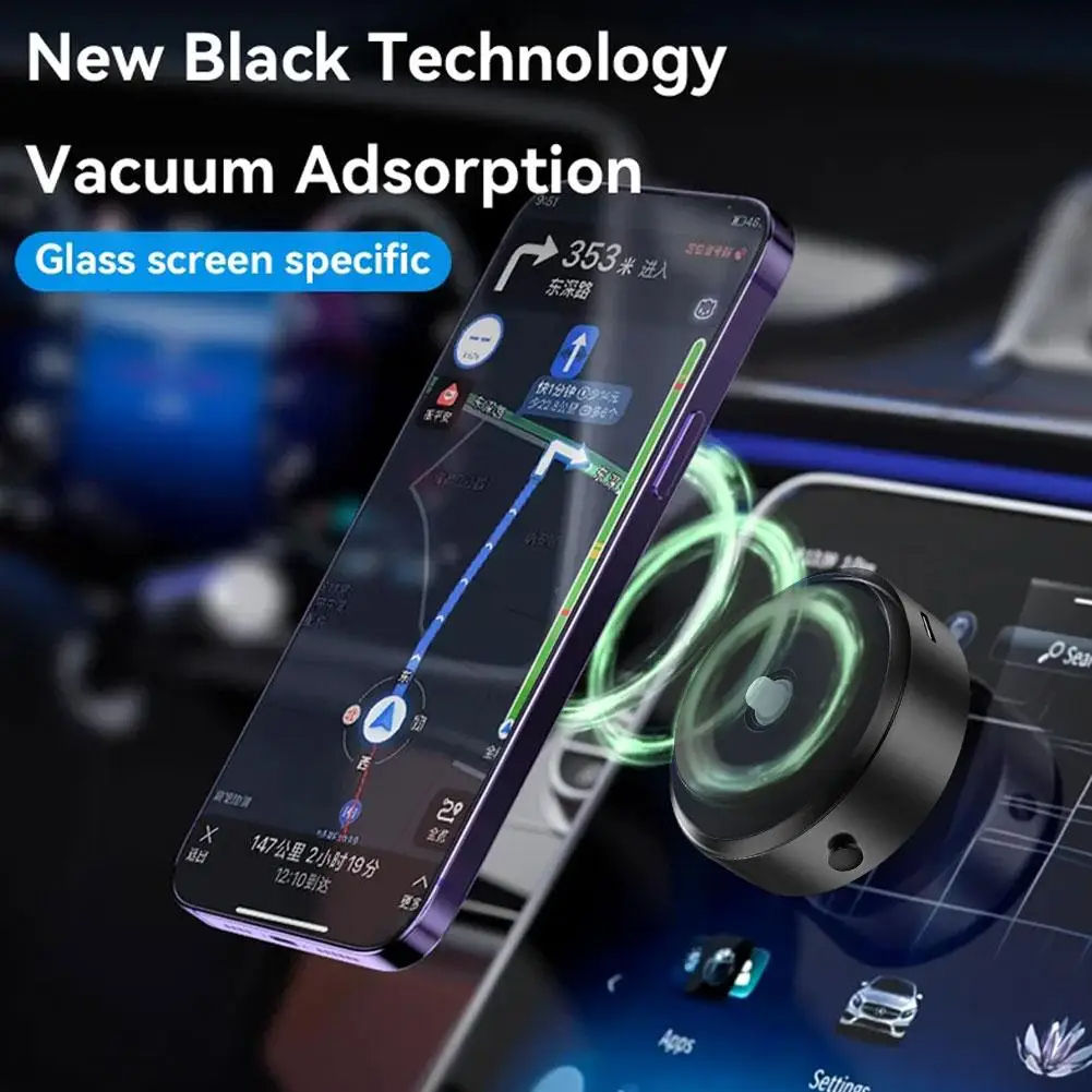 Car Mount Mobile Phone Holder Intelligent Magnetic Vacuum Adsorption Ultra Stable Suction Cup Bracket For Navigation Live Stream - Korvel
