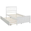 Twin size Platform Bed with Trundle White - Korvel