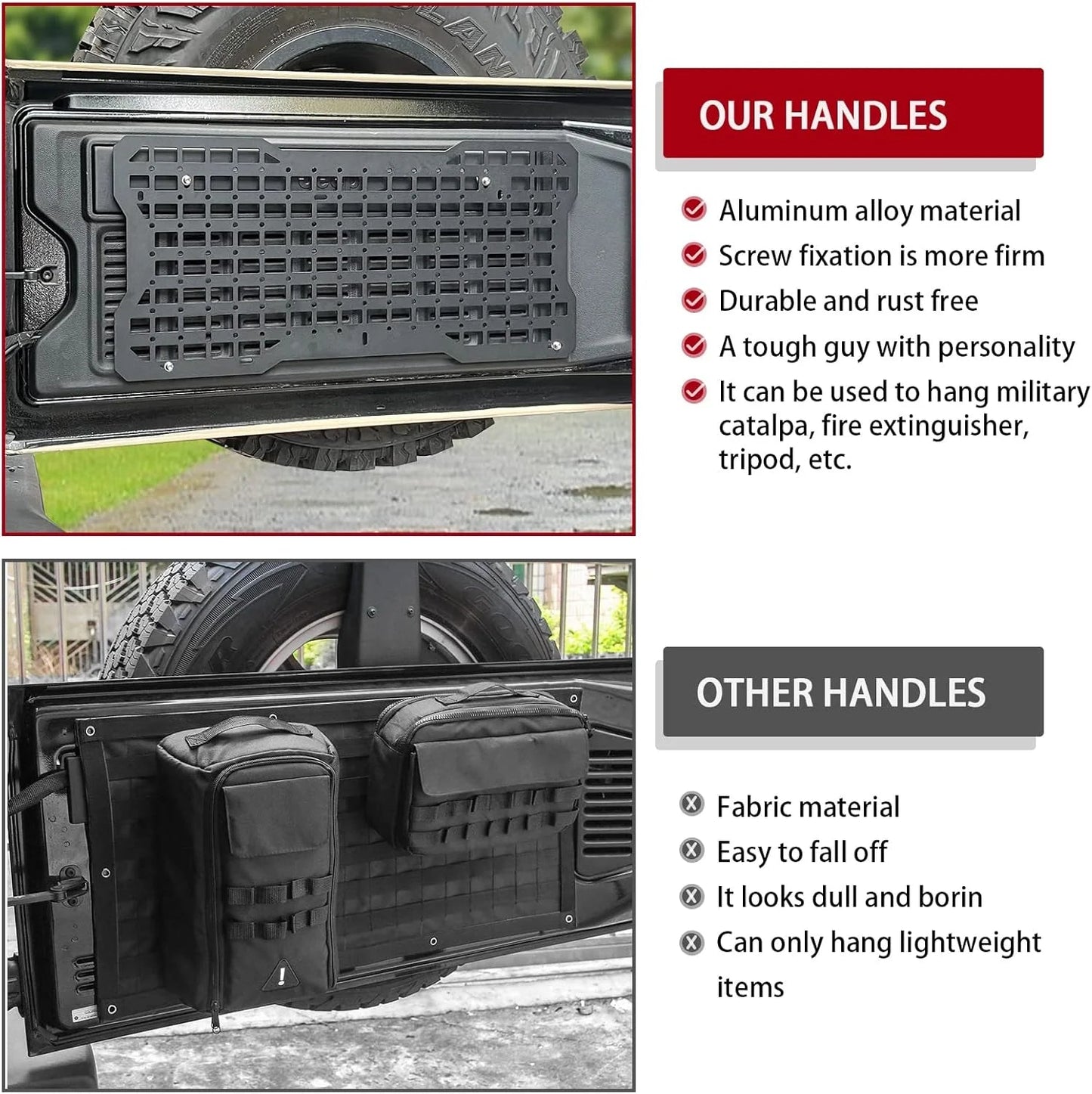 JK&JL Tailgate Tactical Panel for Wrangler Tailgate Tool Kit/JL Organizer Racks Compatible with Jeep Wrangler 2007-2022 JK JKU & - Korvel