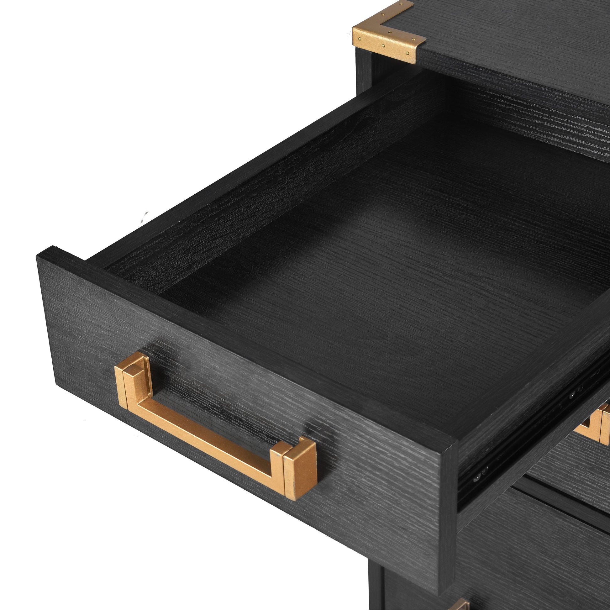 70 inch classic and traditional executive desk with metal trim, writing desk with 2 file drawers, USB ports, and sockets, black - Korvel