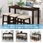 TOPMAX 4 Pieces Counter Height Table with Fabric Padded Stools, Rustic Bar Dining Set with Socket, Brown - Korvel